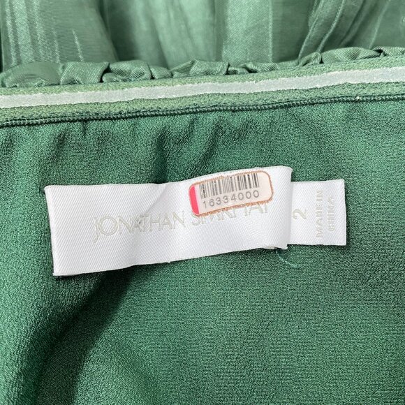 Jonathan Simkhai Stefanie Taffeta Pleated Emerald Gown 2 - Picture 11 of 11